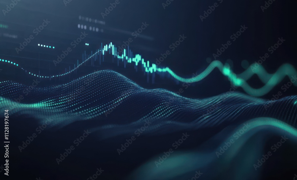 Poster Abstract digital visualization of data trends and waves.