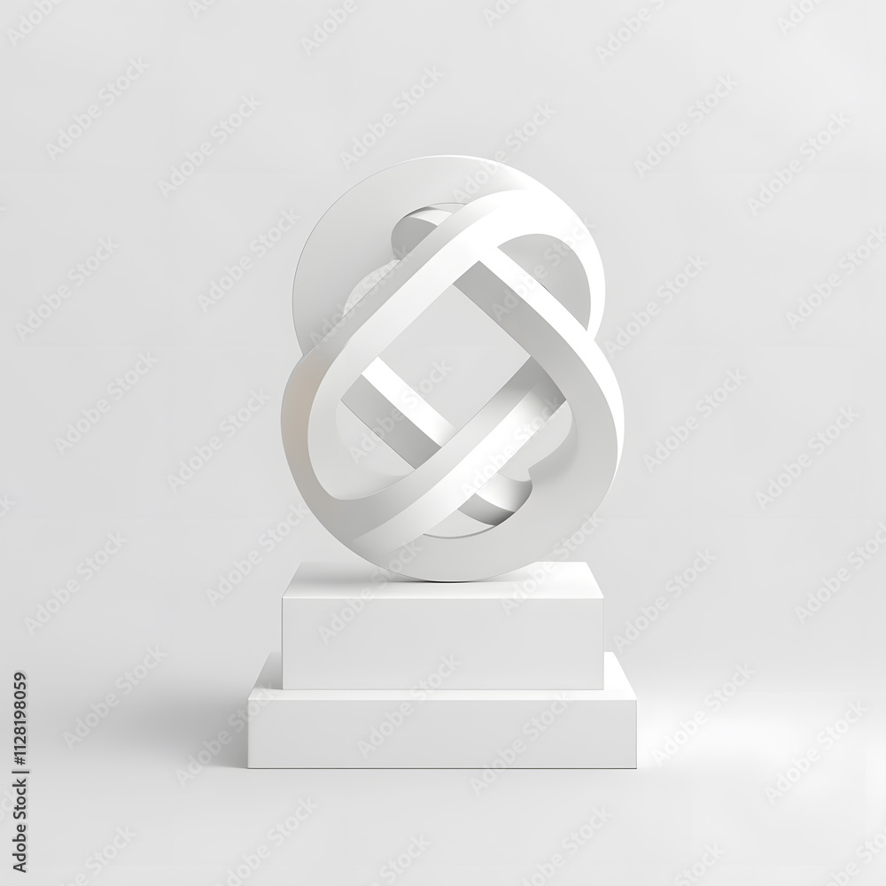 Poster dynamic abstract sculpture displaying fluid motion art gallery 3d design minimalist style eye-level 