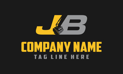 Letter JB mulching, excavator logo vector , Land Clearing Mulcher vector art  © Shenju