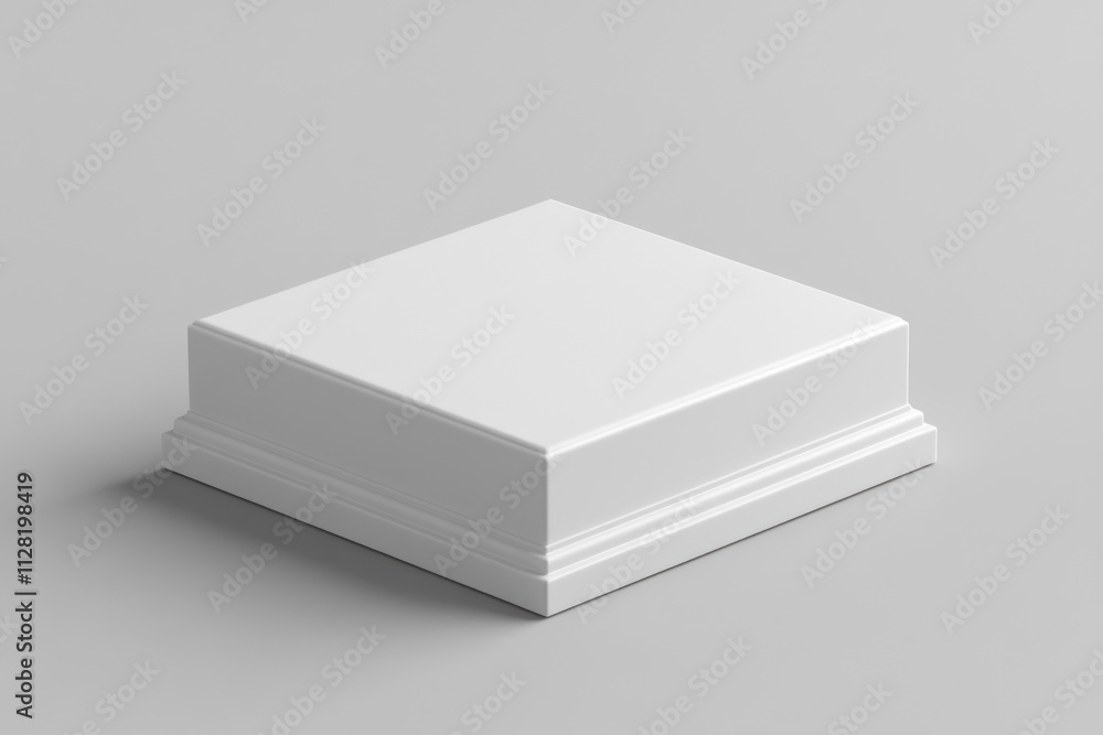 Aufkleber A simple white pedestal with a smooth surface, suitable for displaying objects.