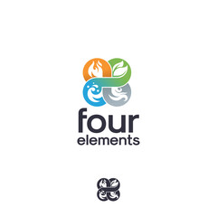 Fototapeta premium Four elements ecology astrology fire water air earth wind leaf drop vector logo
