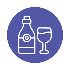 Champagne   Vector Circle Outline Icon. Eps file 10