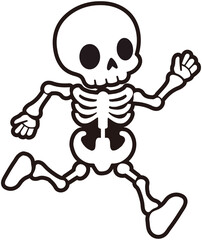 Running Cartoon Spooky Skeleton