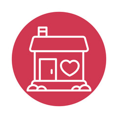 Loving Home Vector Circle Outline icon. Eps file 10