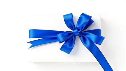 Decorative White Gift Card Design with Blue Bow - Vibrant AI Art