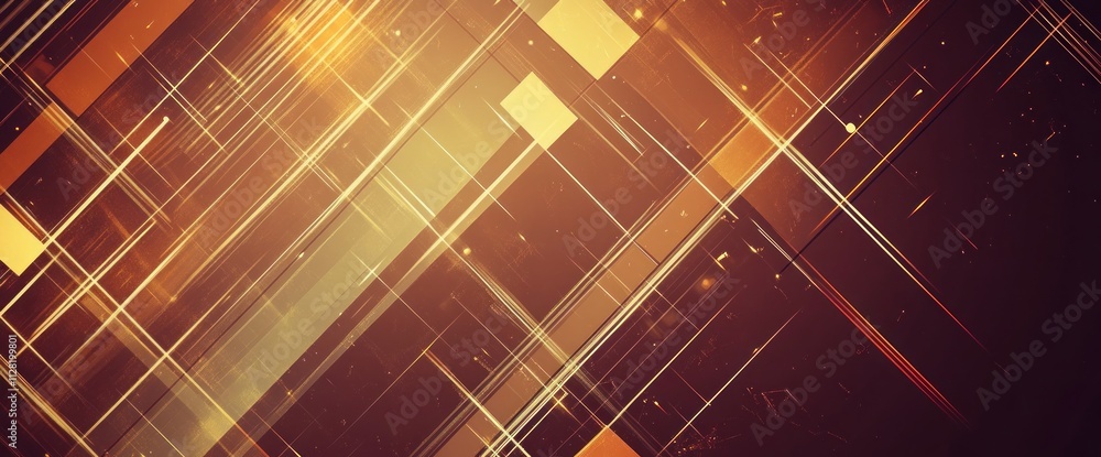 Aufkleber Abstract geometric design with warm colors and dynamic lines for digital backgrounds.