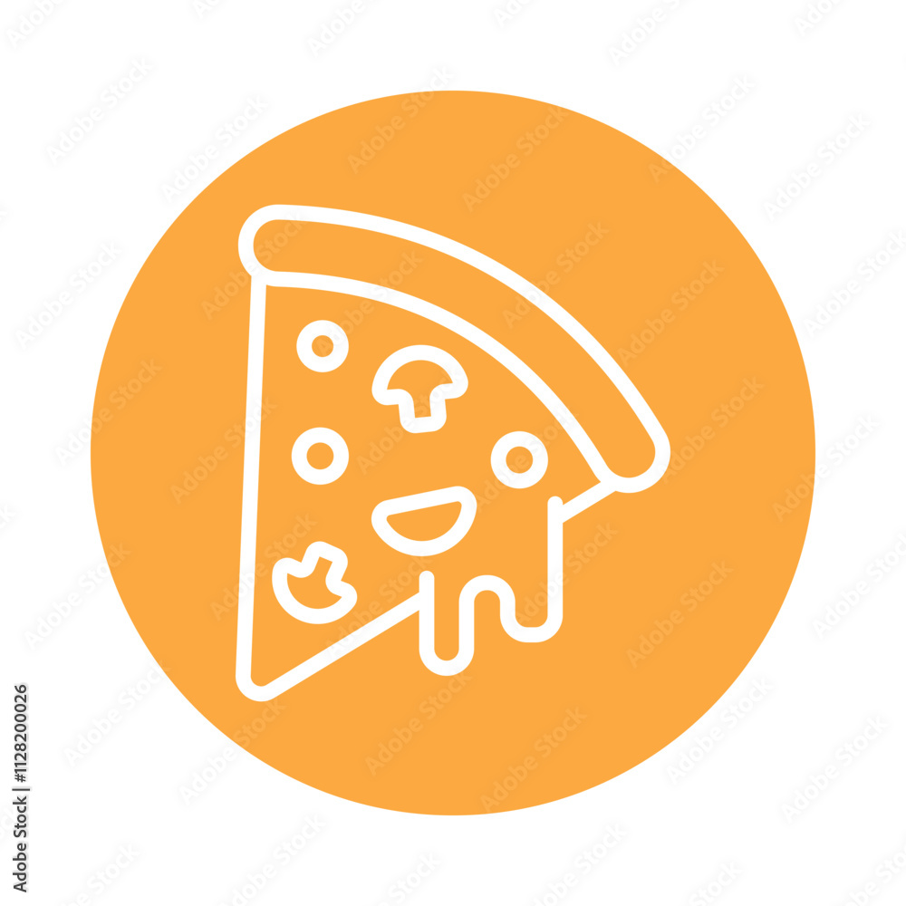 Poster pizza slice vector circle outline icon. eps file 10