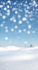 Natural Winter Christmas background with sky, heavy snowfall, snowflakes in different shapes and forms, snowdrifts. Winter landscape with falling christmas shining beautiful snow