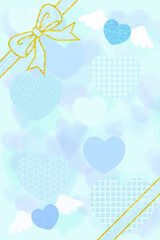 和文様とハートのホワイトデー背景縦長