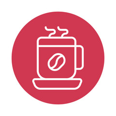 Coffee Cup Vector Circle Outline icon. Eps file 10
