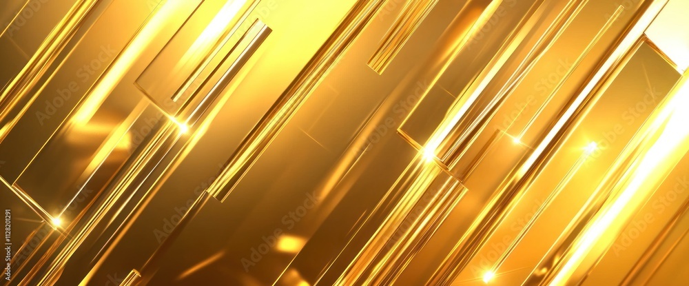 Poster A shimmering golden abstract background with sleek, reflective lines and surfaces.