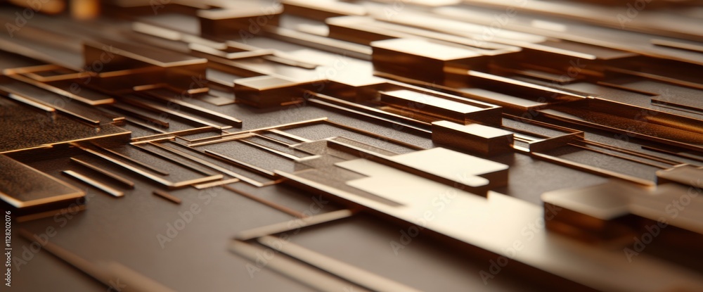 Leinwandbilder abstract composition of metallic shapes and lines creating a modern design aesthetic.