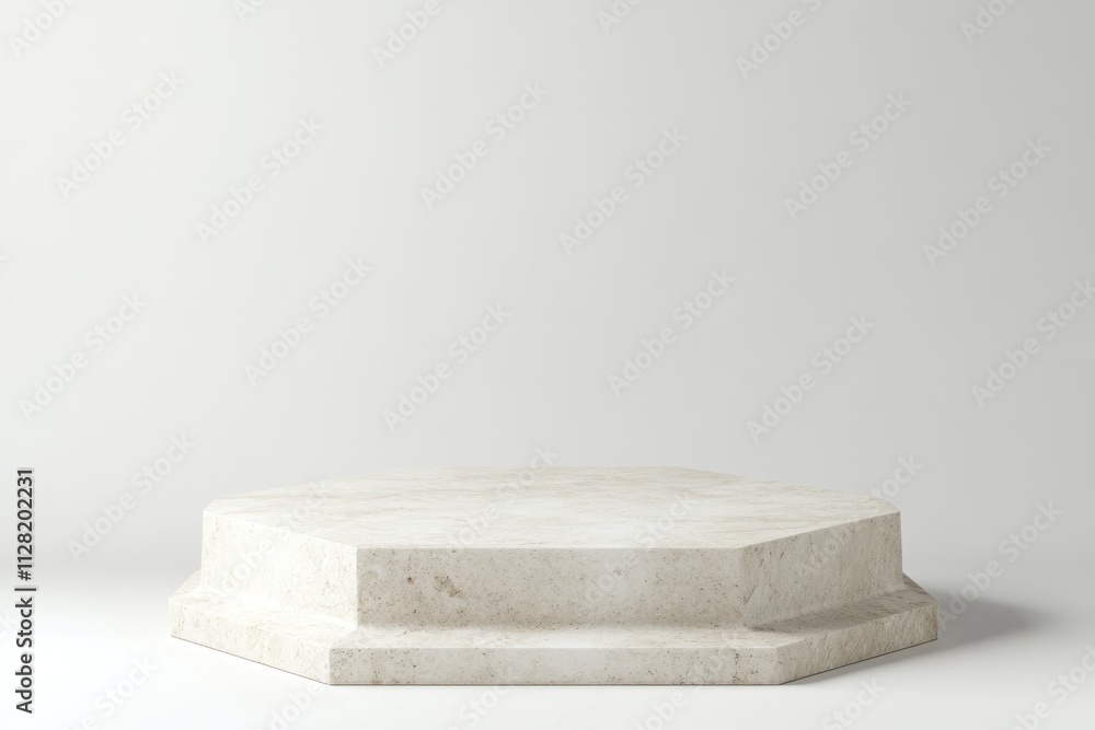Aufkleber a simple hexagonal pedestal with a smooth surface, ideal for display purposes.