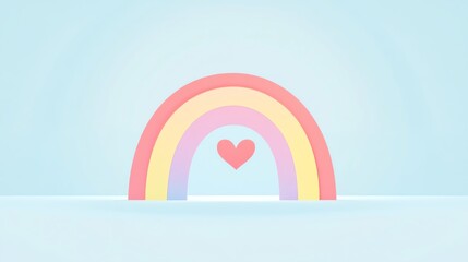 Obraz premium Colorful rainbow with a heart symbol.