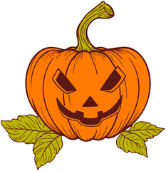 Halloween pumpkins with leaves 