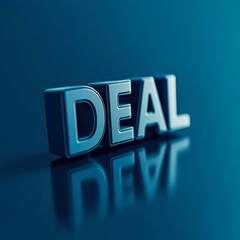 A close-up image features the word DEAL in bold letters, reflecting against a smooth, dark background, This graphic can be utilized for marketing materials, promotions, or business articles,