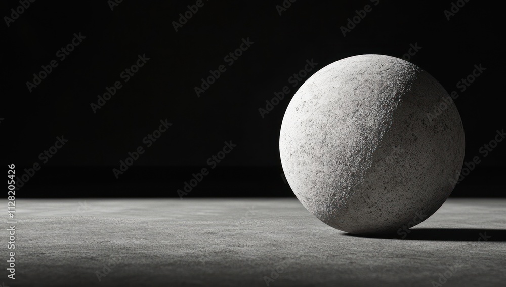 Poster A textured sphere rests on a shadowy surface, creating a minimalist aesthetic.