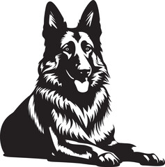 German Shepherd Silhouette Vector Illustration White Background