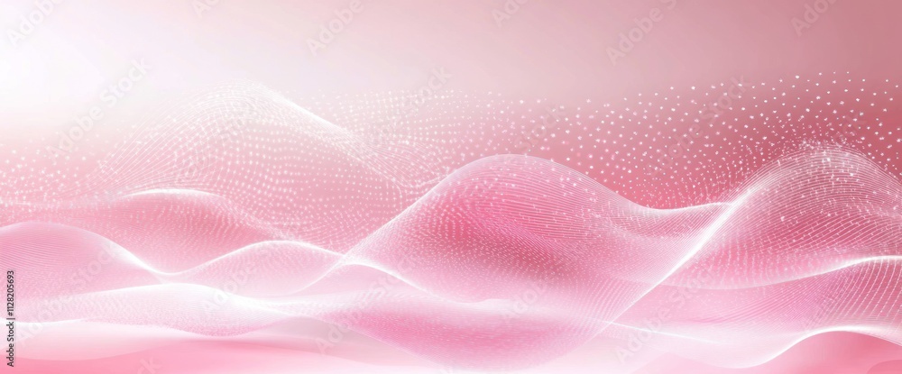 Aufkleber Abstract pink waves with a soft gradient and dotted patterns, creating a calming visual effect.