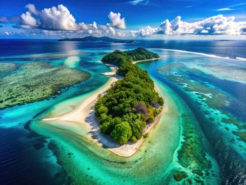 Surreal Aerial View: Anda Nicobar Islands, Tropical Sandbar Paradise, Crystal Clear Waters, Dreamy Island Escape