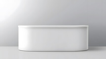  A blank white portable exhibition counter, shown as a realistic vector mockup, suitable for trade show promotional table display stands and design templates 