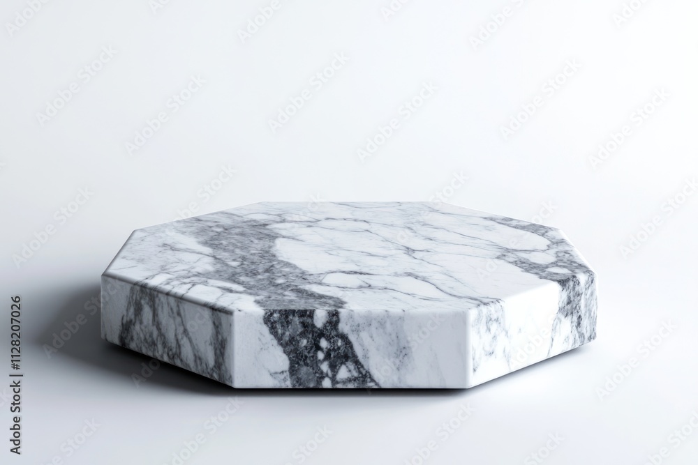 Poster A polished octagonal marble table with a striking black and white pattern.