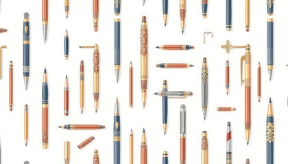 Fototapeta premium pen pattern. set of pens or set of tools for drawing or set of stationery.