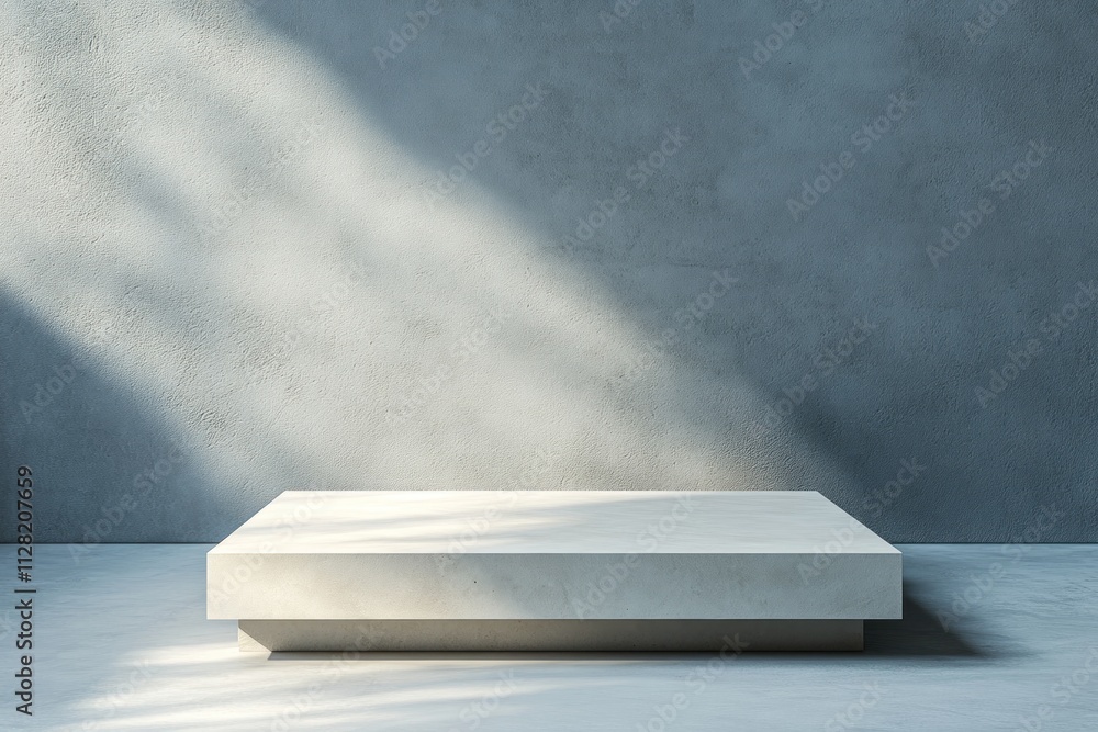 Aufkleber a minimalist concrete platform against a textured gray wall, creating a serene atmosphere.