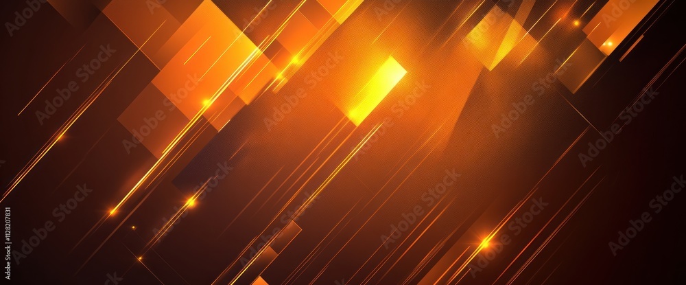 Poster Abstract geometric shapes with glowing effects in warm colors, creating a dynamic visual backdrop.