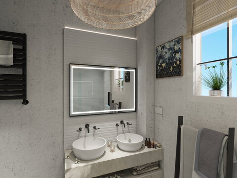 ba&ntilde;o de casa moderna de estilo mediterr&aacute;neo