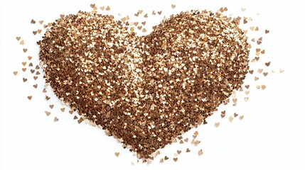 Heart made of gold glitter isolated on white background. Valentine's day concept.