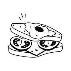 Tasty sandwich with layers, fast food concept icon