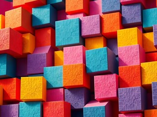 Vibrant Color Blocks - Abstract Art AI Photo