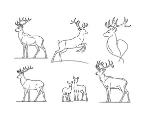 Deer Silhouette Collection Vector Template