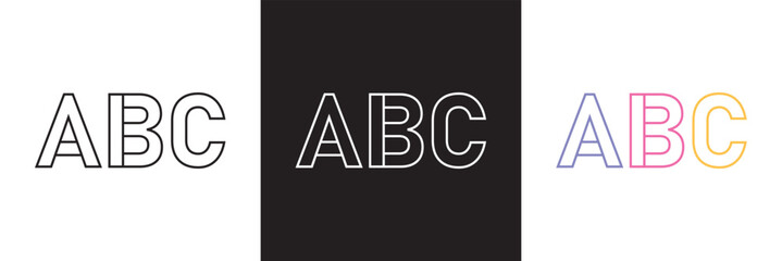 ABC vector icon in outline style. Isolated on white and black background. EPS 10
