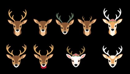 deer silhouette vector illustration or deer silhouette with a background black. deer icon set. 