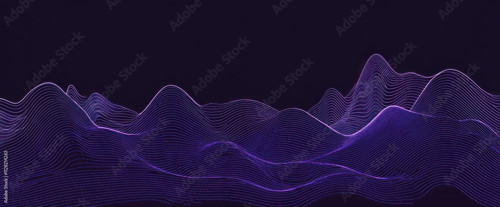 Poster abstract representation of waves in purple hues, suggesting depth and movement.