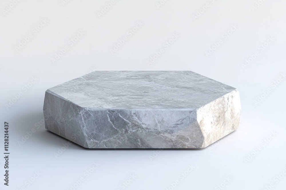 Poster A hexagonal stone surface with a textured finish, suitable for decorative or functional use.
