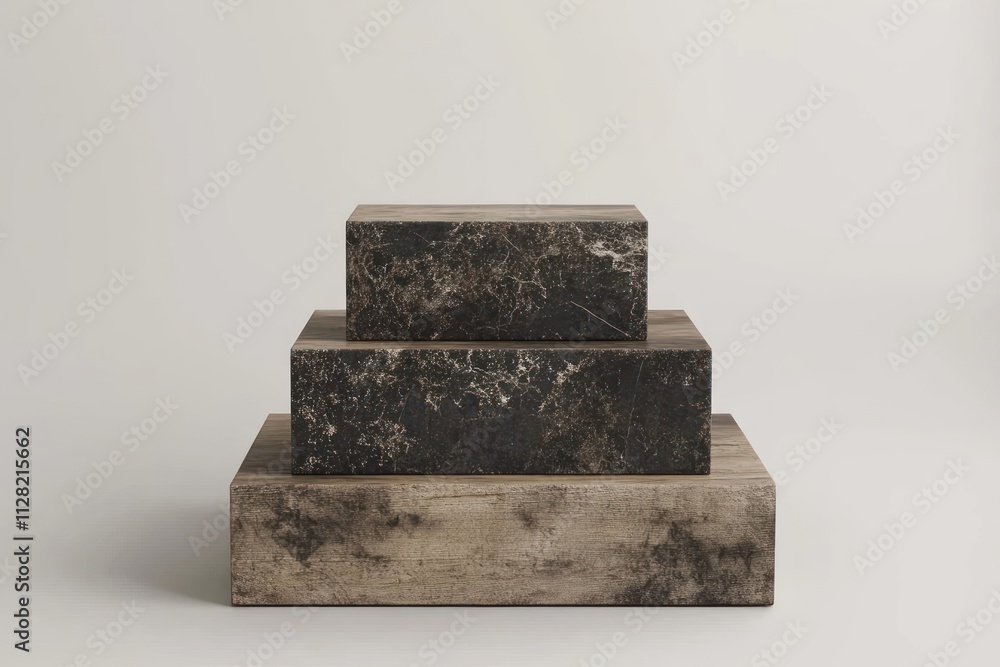 Aufkleber Three stacked decorative blocks in varying sizes and textures against a neutral background.