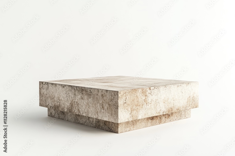 Poster a textured, abstract stone-like pedestal or platform, suitable for display or presentation.