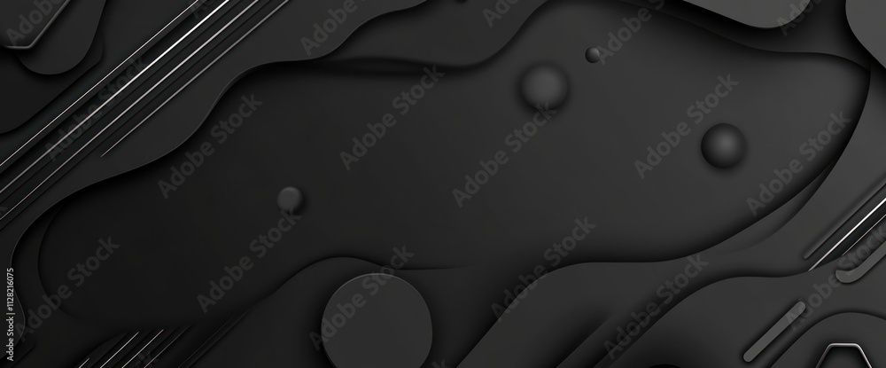 Leinwandbilder Abstract black background with smooth shapes and subtle textures.