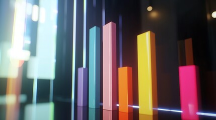 Fototapeta premium A colorful set of bars are displayed in a dark room