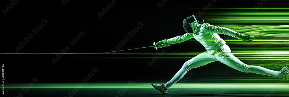Aufkleber A fencer in motion, showcasing speed and agility against a dynamic background.