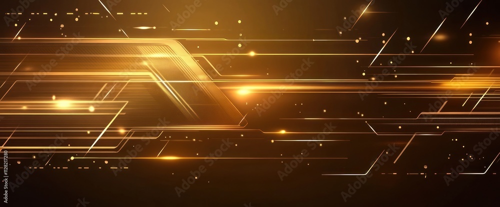 Poster Abstract golden background with dynamic lines and light effects for design projects.