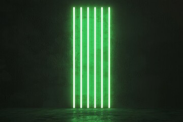 Naklejka premium Minimalistic neon green light lines on a dark background, in a simple and elegant style