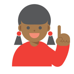 指し示す笑顔の女性のイラスト