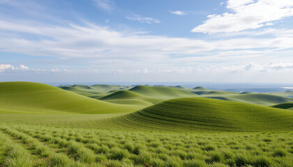 Fototapeta premium Rolling Green Hills Under a Blue Sky