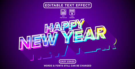 Editable text effect new year 2025 style