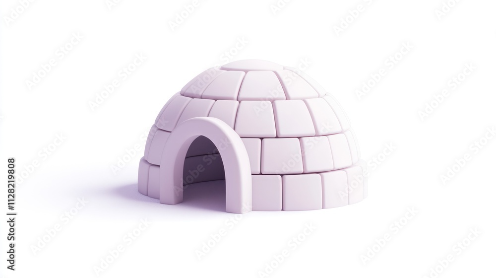 Poster A simplistic, stylized igloo made of blocks, representing Arctic architecture.