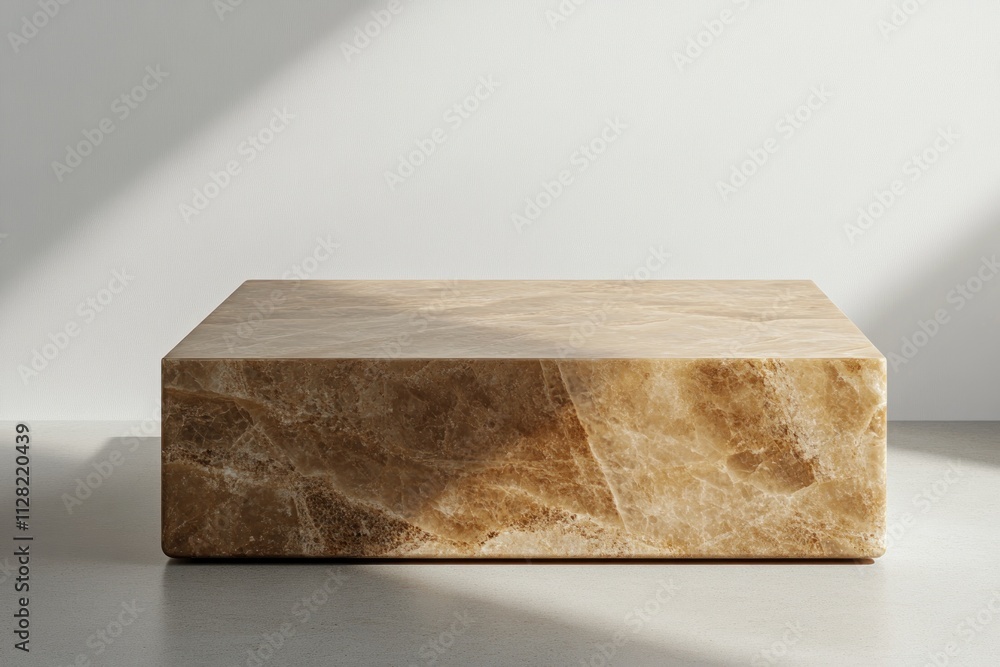 Poster A minimalist brown stone block on a light surface, emphasizing simplicity and elegance.